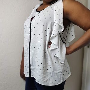 Vince Camuto White Polka Dot Blouse
